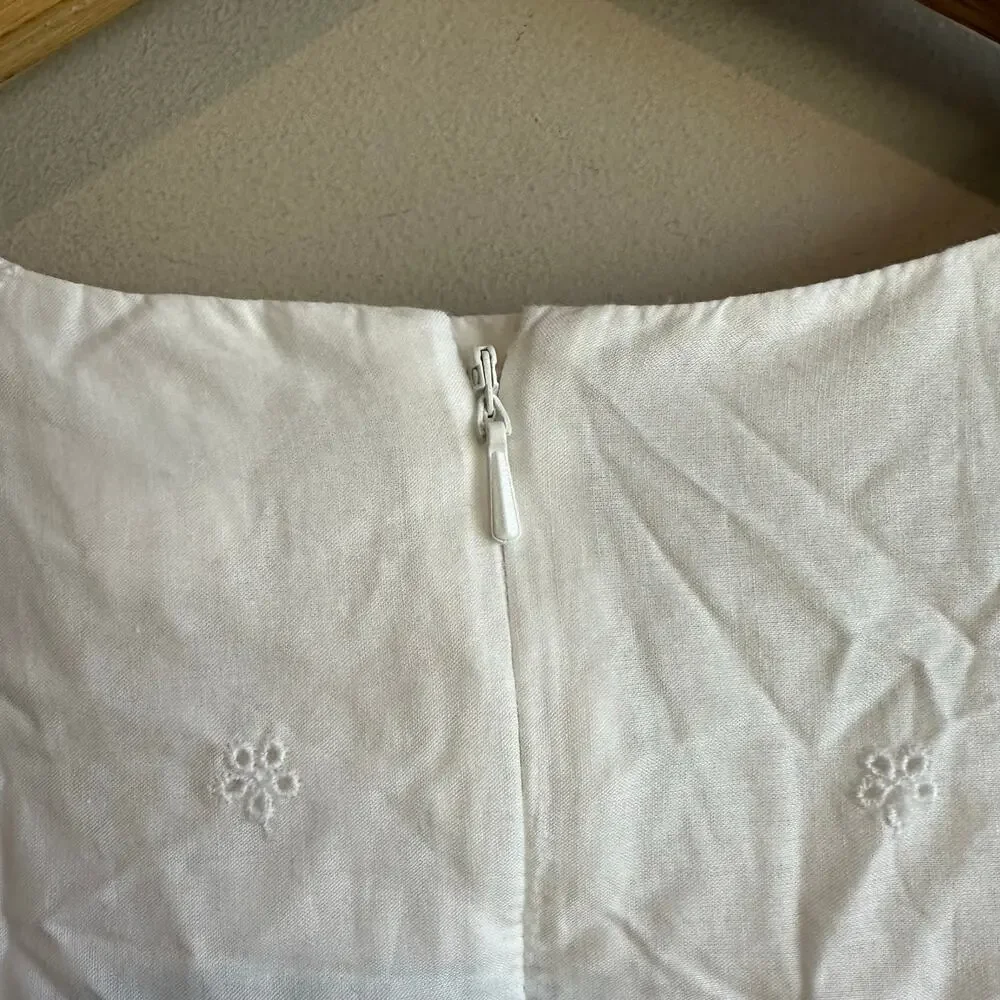 Gap Kids Eyelet Ruffle White Cotton Dress L 10